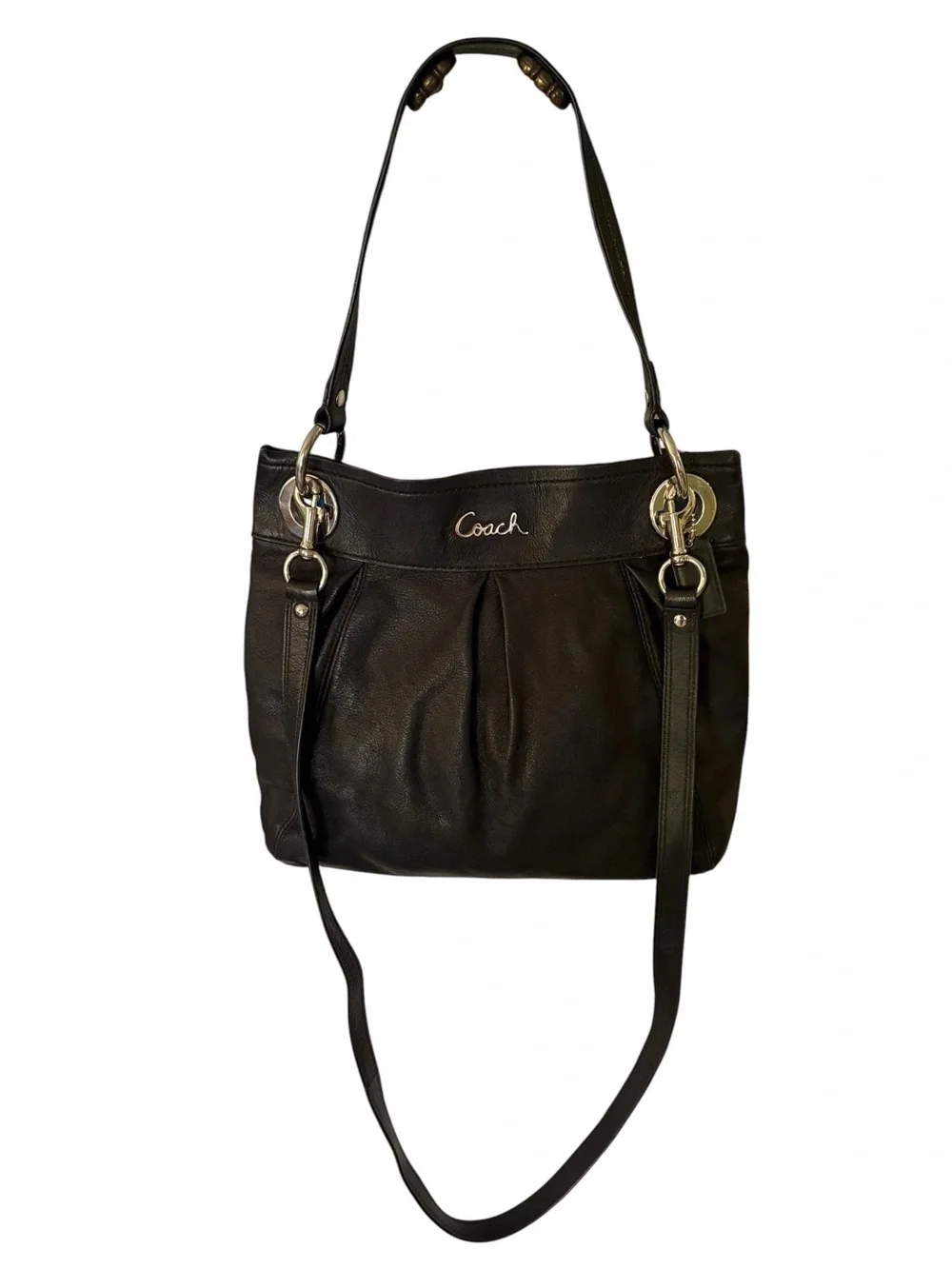 COACH Ashley Hippie Y2K Black Leather Shoulder Bag Crossbody - F17605